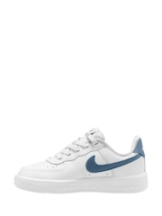 Nike White/Thunderstorm Blue Junior Air Force 1 Low Easy On Trainers - Image 2 of 4