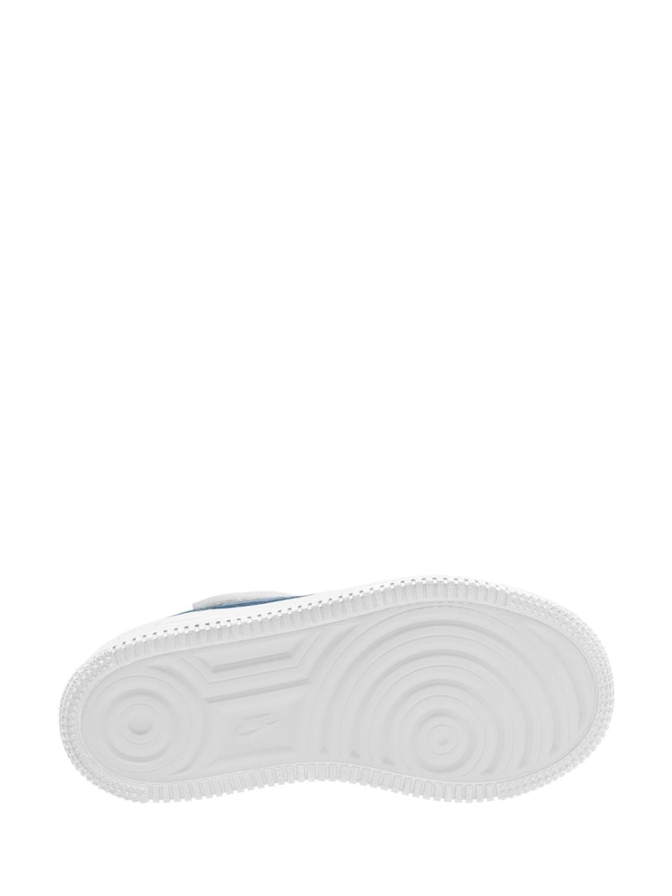 Nike White/Thunderstorm Blue Junior Air Force 1 Low Easy On Trainers - Image 4 of 4