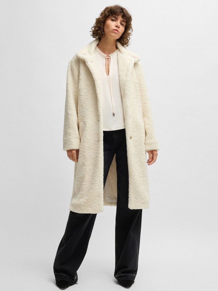 BOSS White Caylina Borg Teddy Longline Coat - Image 2 of 6
