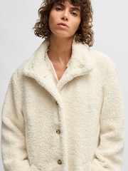BOSS White Caylina Borg Teddy Longline Coat - Image 4 of 6