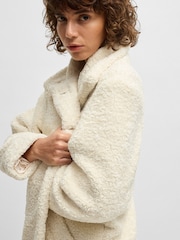 BOSS White Caylina Borg Teddy Longline Coat - Image 5 of 6