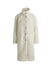 BOSS White Caylina Borg Teddy Longline Coat - Image 6 of 6