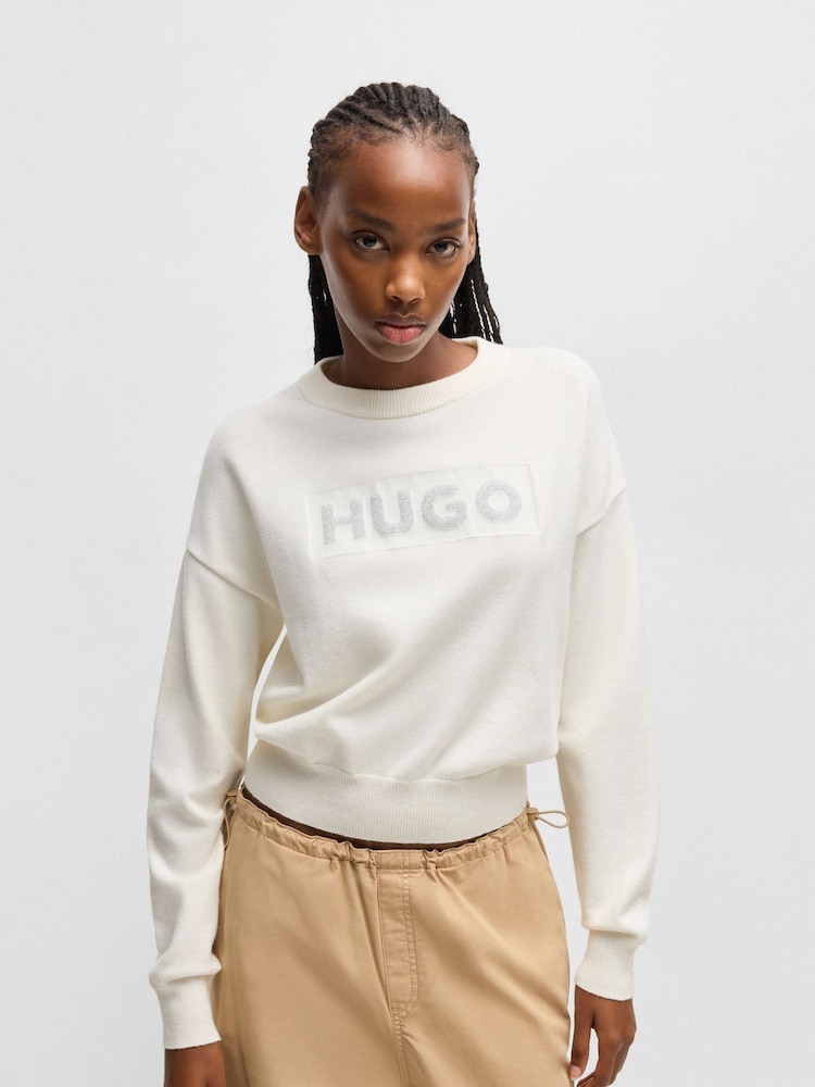HUGO White Slogerix Jumper - Image 1 of 5