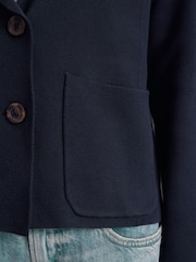 Albastru Bleumarin - 100% Bumbac tricotat Blazer Cardigan - Image 5 of 8