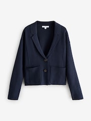 Albastru Bleumarin - 100% Bumbac tricotat Blazer Cardigan - Image 6 of 8