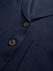 Albastru Bleumarin - 100% Bumbac tricotat Blazer Cardigan - Image 7 of 8