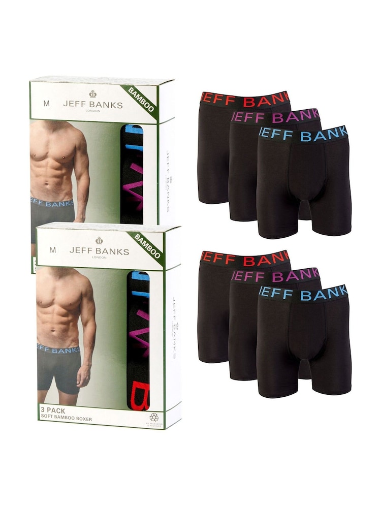 Jeff Banks Black Bamboo Boxers 6 Pack - Image 1 of 6
