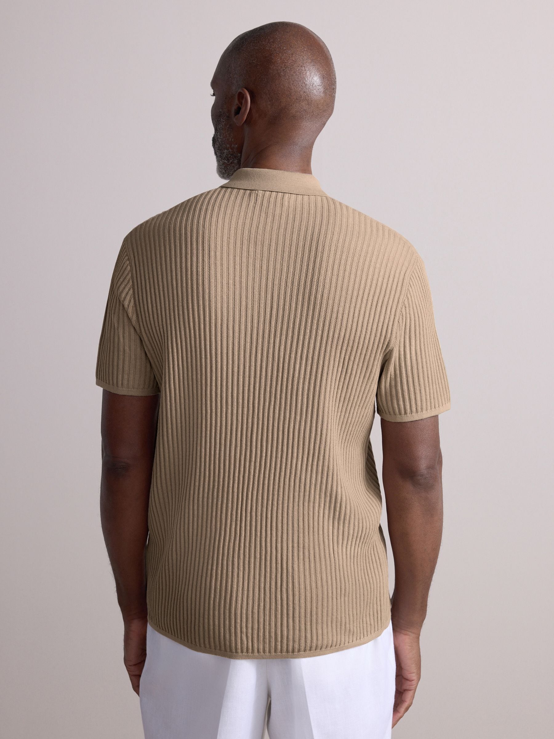 Buy Neutral Regular Fit Silk Rich Signature Short Sleeve Rib