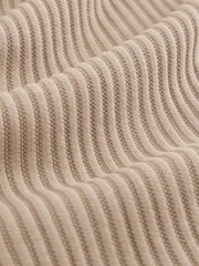 Neutral Regular Fit Silk Rich Signature Short Sleeve Rib Texture Knit Polo Shirt - Image 3 of 3
