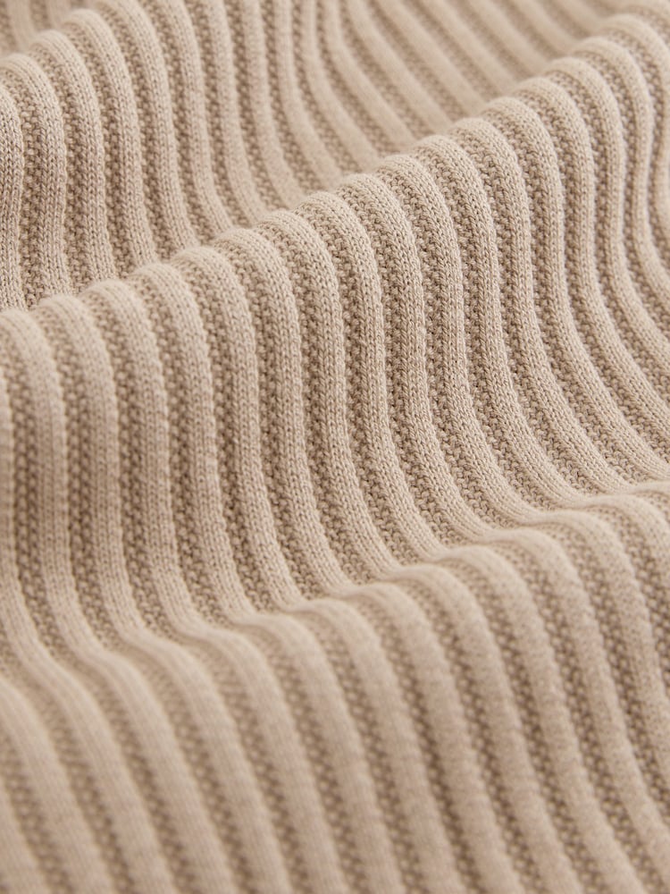 Neutral Regular Fit Silk Rich Signature Short Sleeve Rib Texture Knit Polo Shirt - Image 3 of 3