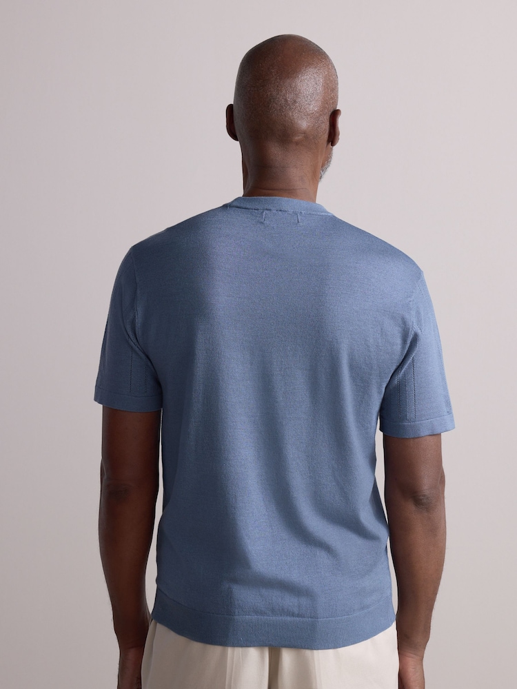 Синий - Футболка Regular Fit TENCEL ™ Signature с короткими рукавами и текстурированными полосками - Image 2 of 8