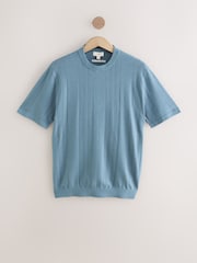 Синий - Футболка Regular Fit TENCEL ™ Signature с короткими рукавами и текстурированными полосками - Image 6 of 8