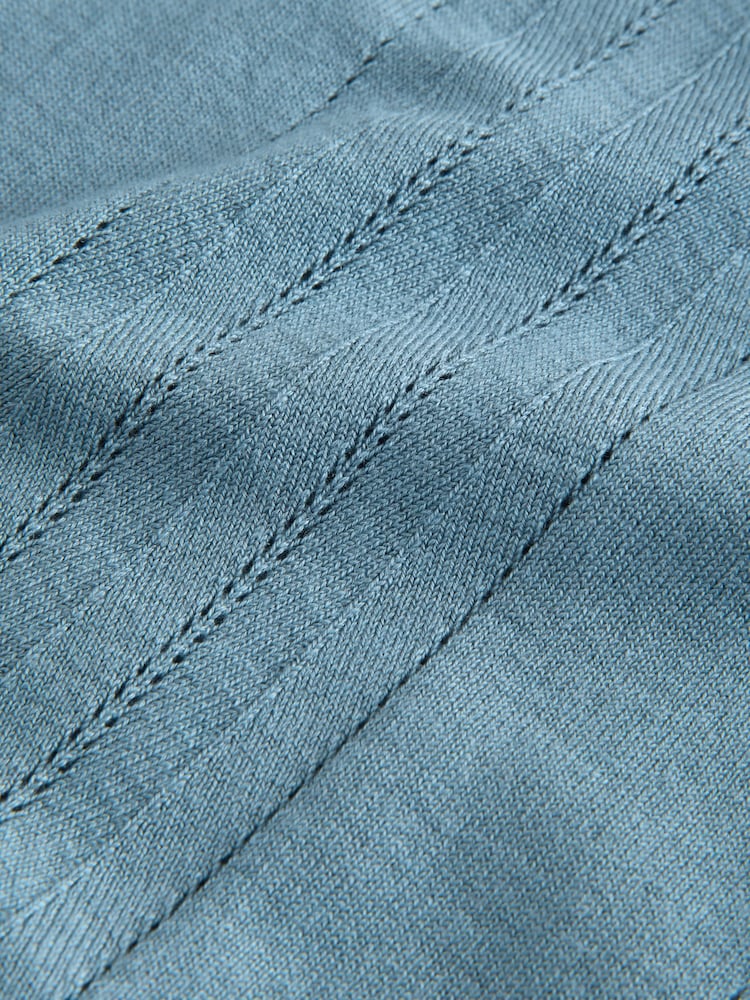 Синий - Футболка Regular Fit TENCEL ™ Signature с короткими рукавами и текстурированными полосками - Image 8 of 8