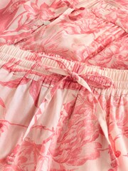 Pink Floral Kew Collection 100% Cotton Tie Front Short Set Pyjamas - Image 11 of 13