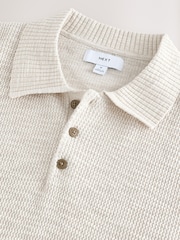 Neutro - Camisa polo de malha de manga curta rica em algodão de ajuste regular com linho - Imagem 6 de 7