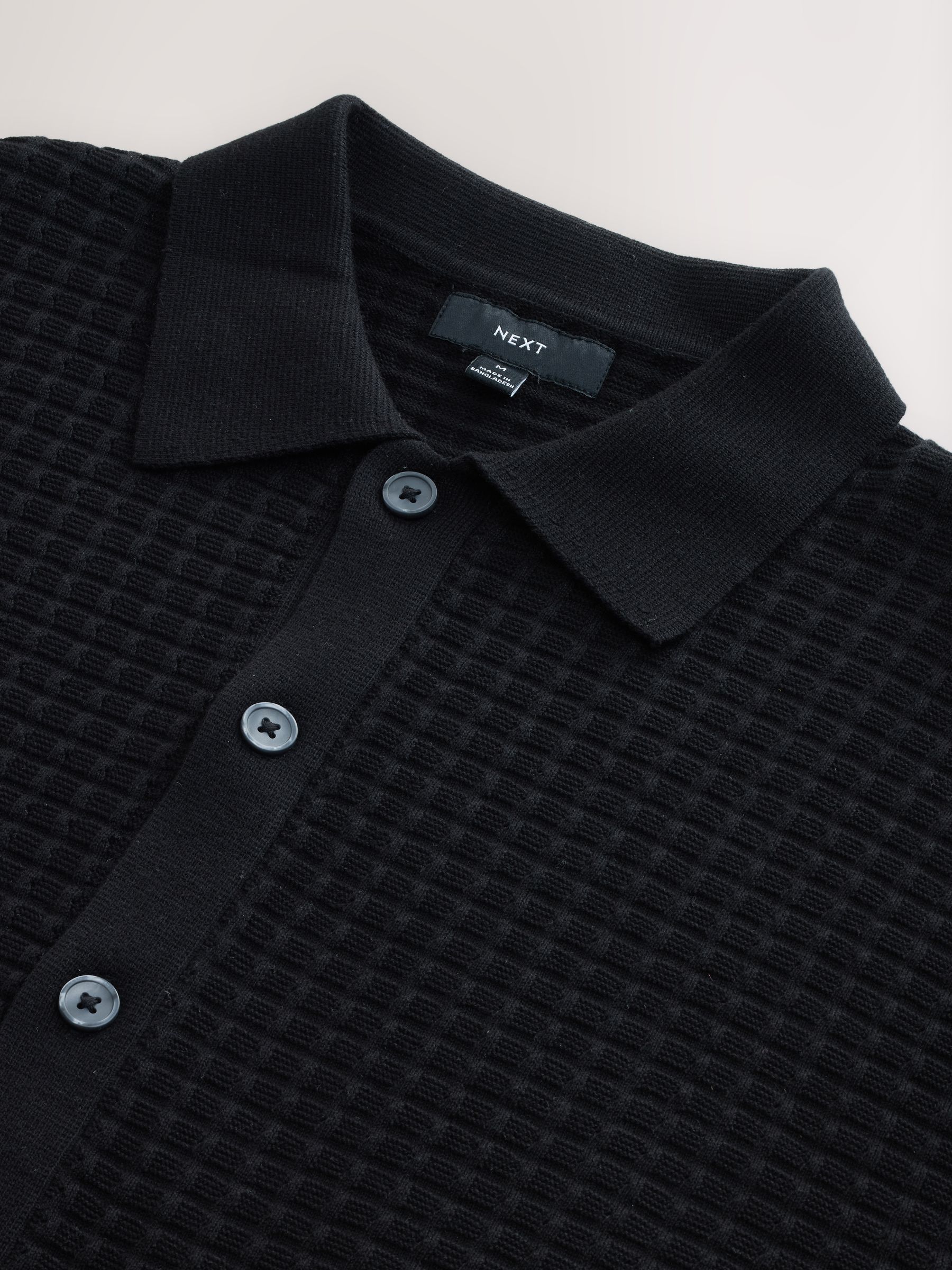 Buy Black Relaxed Fit 100% Cotton Short Sleeve Textured Knit