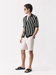 Black & White Stripe Button-Through Polo Shirt - Image 3 of 7