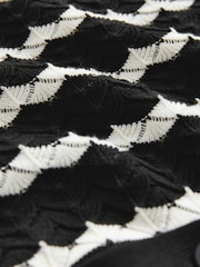 Black & White Stripe Button-Through Polo Shirt - Image 7 of 7