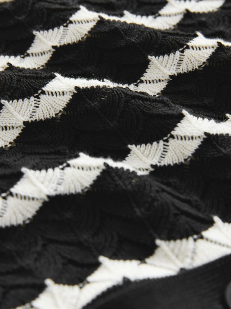 Black & White Stripe Button-Through Polo Shirt - Image 7 of 7