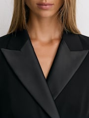 Reiss Black Remi Petite Tuxedo Wide-Leg Belted Jumpsuit - Image 3 of 11