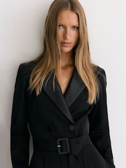 Reiss Black Remi Petite Tuxedo Wide-Leg Belted Jumpsuit - Image 6 of 11