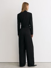 Reiss Black Remi Petite Tuxedo Wide-Leg Belted Jumpsuit - Image 8 of 11