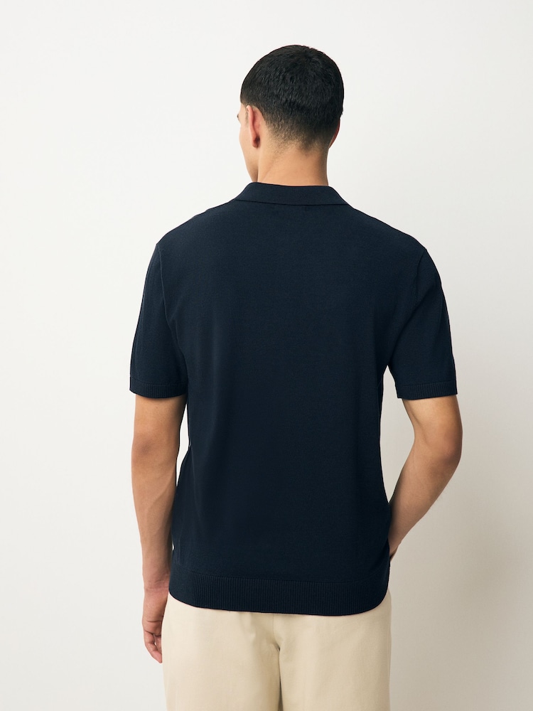 Logo cerf Bleu bleu marine - Ajustement régulier - Polo en coton riche en coton à manches courtes - Image 3 of 7