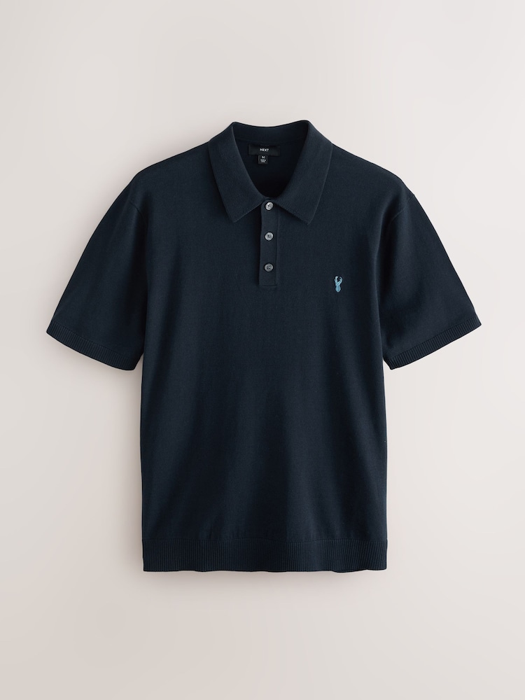 Logo cerf Bleu bleu marine - Ajustement régulier - Polo en coton riche en coton à manches courtes - Image 5 of 7