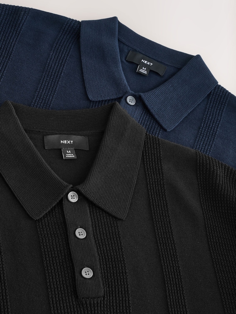 Azul marino/negro - Pack de 2 polos de corte estándar y manga corta con diseño de punto de alto contenido en algodón - Imagen 10 de 10 Azul marino/negro - Pack de 2 polos de corte estándar y manga corta con diseño de punto de alto contenido en algodón - Imagen 10 de 10
