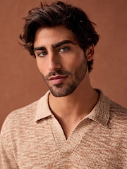 Clay Orange - Regular Fit Cotton Rich Short Sleeve Trophy Knit Polo Shirt - صورة 1 من 10