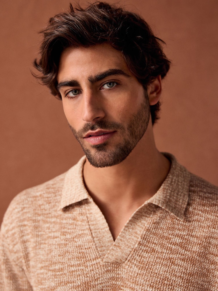 Clay Orange - Regular Fit Cotton Rich Short Sleeve Trophy Knit Polo Shirt - صورة 1 من 10