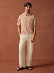 Clay Orange - Regular Fit Cotton Rich Short Sleeve Trophy Knit Polo Shirt - صورة 2 من 10