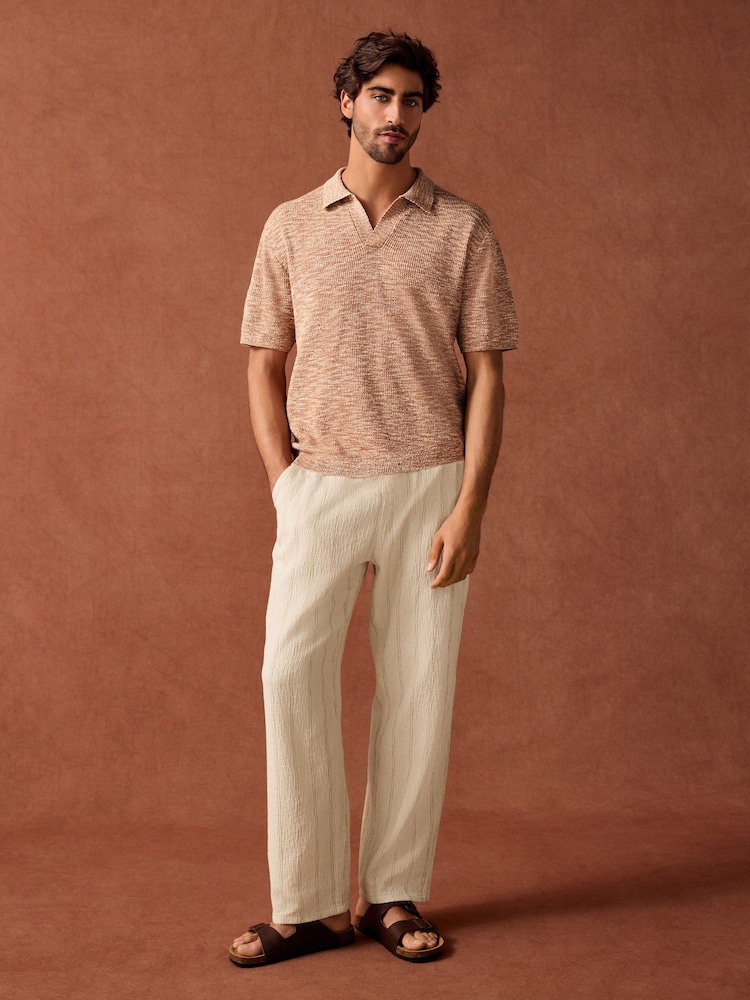 Clay Orange - Regular Fit Cotton Rich Short Sleeve Trophy Knit Polo Shirt - صورة 2 من 10
