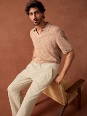 Clay Orange - Regular Fit Cotton Rich Short Sleeve Trophy Knit Polo Shirt - صورة 5 من 10