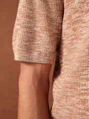 Clay Orange - Regular Fit Cotton Rich Short Sleeve Trophy Knit Polo Shirt - صورة 6 من 10
