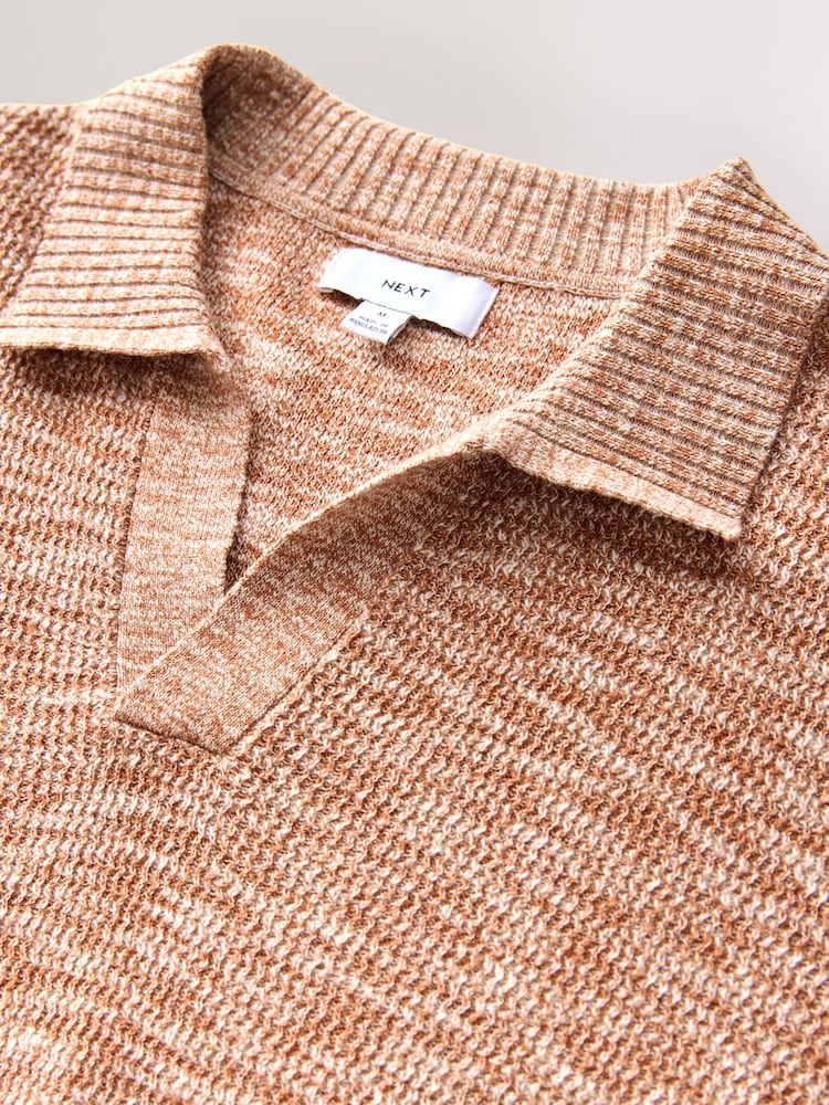 Clay Orange Regular Fit Cotton Rich Short Sleeve Trophy Knit Polo Shirt - Image 9 of 10
