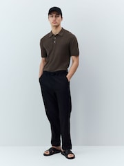 Brown Regular Fit Cotton Rich Short Sleeve Knit Polo Shirt - Image 2 of 7