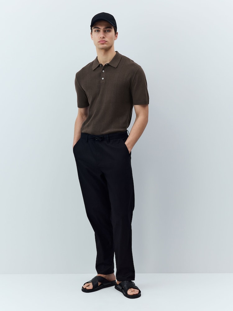 Brown Regular Fit Cotton Rich Short Sleeve Knit Polo Shirt - Image 2 of 7