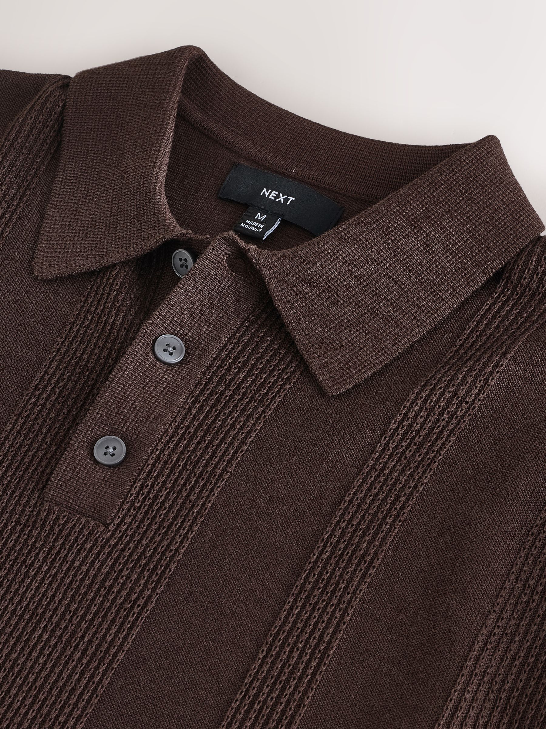 NKNIT ニットポロ　茶色　ブラウン Next：日本 ブラウン - レギュラーフィット コットンリッチ
