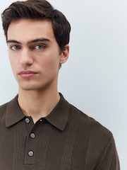 Brown Regular Fit Cotton Rich Short Sleeve Knit Polo Shirt - Image 4 of 7