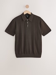 Brown Regular Fit Cotton Rich Short Sleeve Knit Polo Shirt - Image 5 of 7