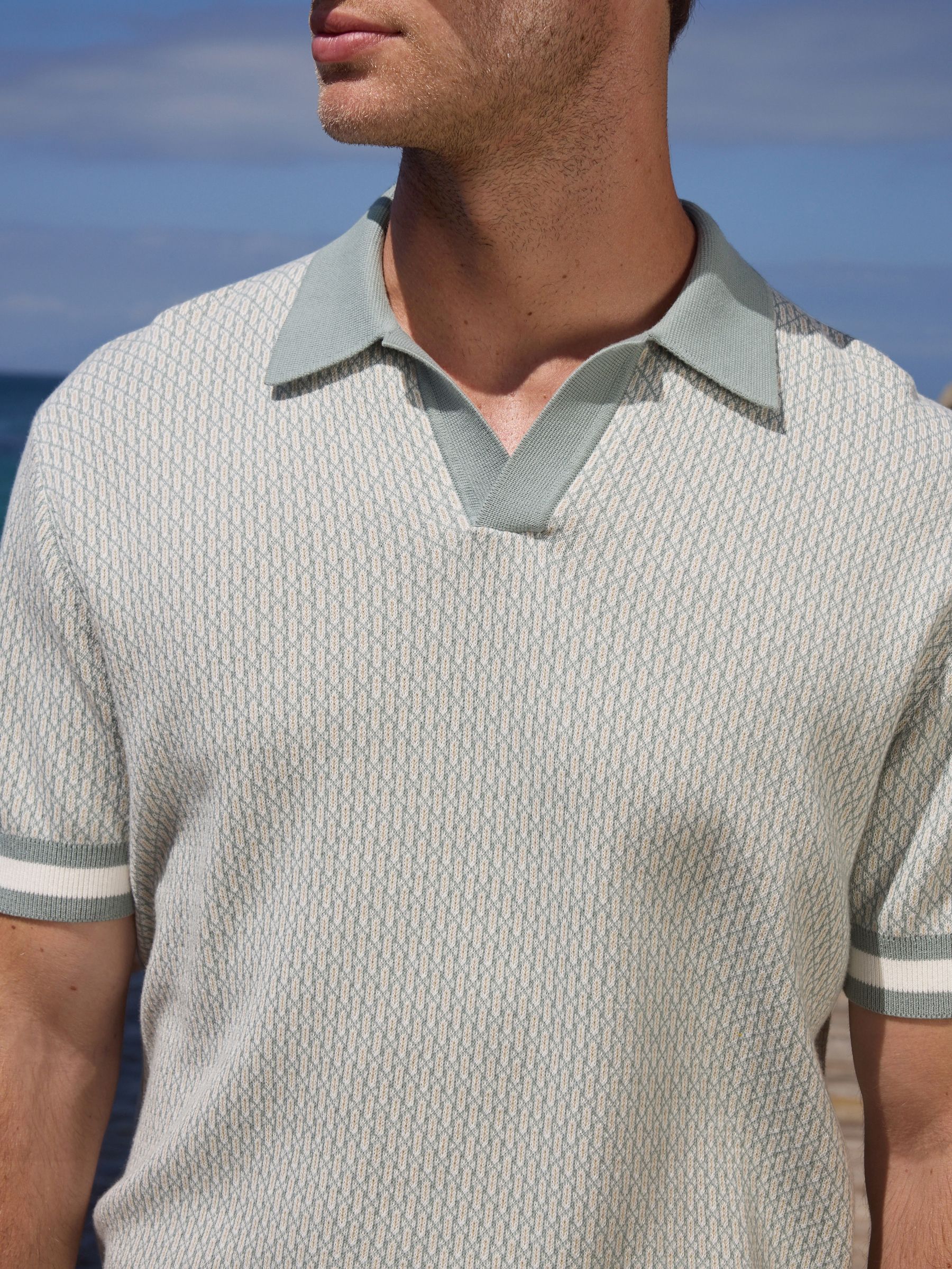 【予約】 Sage Buy Green/White Sleeve Short Cotton 100% Fit Regular トップス