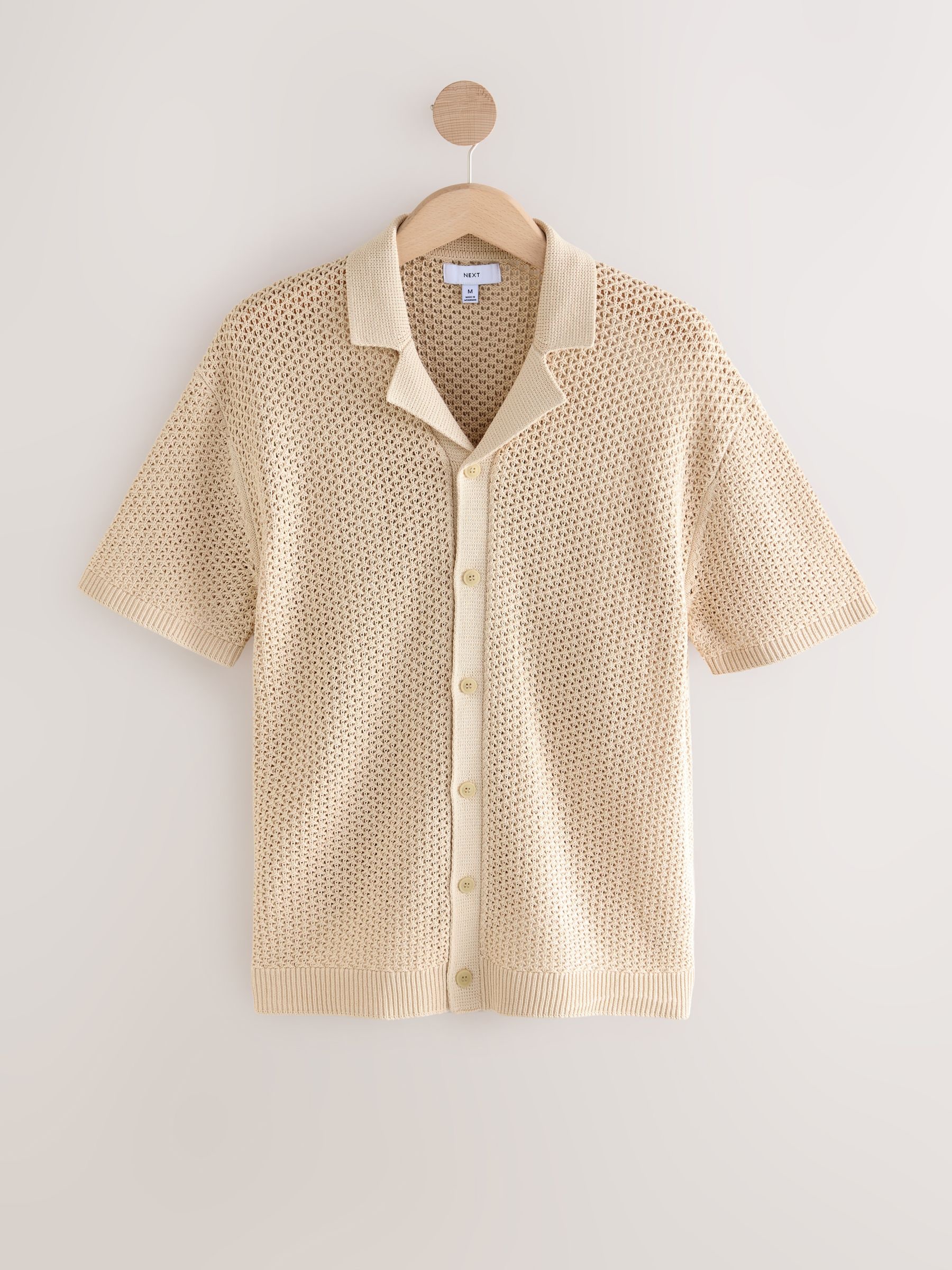 Buy Neutral Relaxed Fit 100% Cotton Crochet Knitted Shirt with