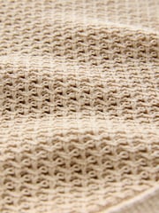Neutral Relaxed Fit 100% Cotton Crochet Knitted Shirt with Cuban Collar - Image 7 of 7
