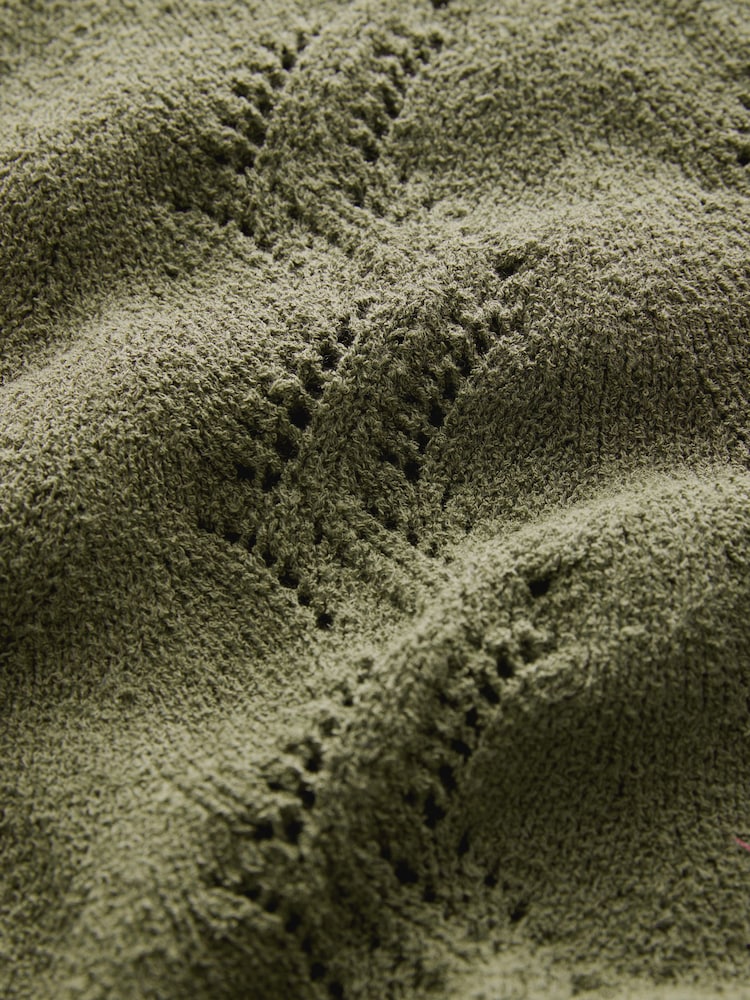Khaki Green Knit Button-Through Polo Shirt - Image 5 of 6