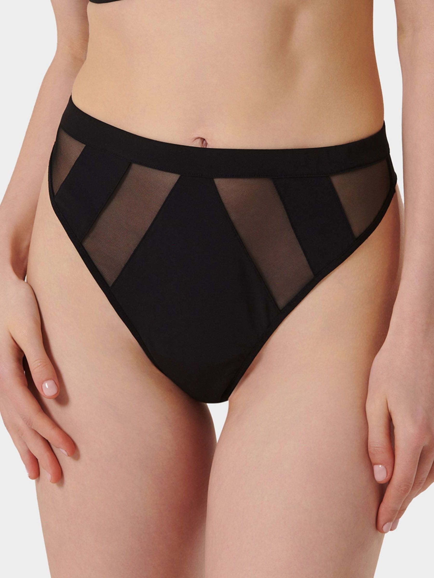 Bluebella Women's Orla Mesh Thong Underwear Black Size XXX-Large