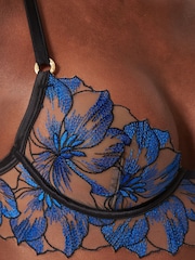 Bluebella Blue Lyandra Plunge Underwired Floral Embroidery Longline Bra - Image 5 of 5