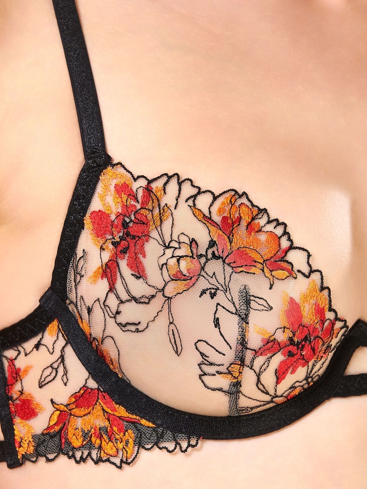 Bluebella Calista Plunge Underwired Floral Embroidered Bra - Image 5 of 5