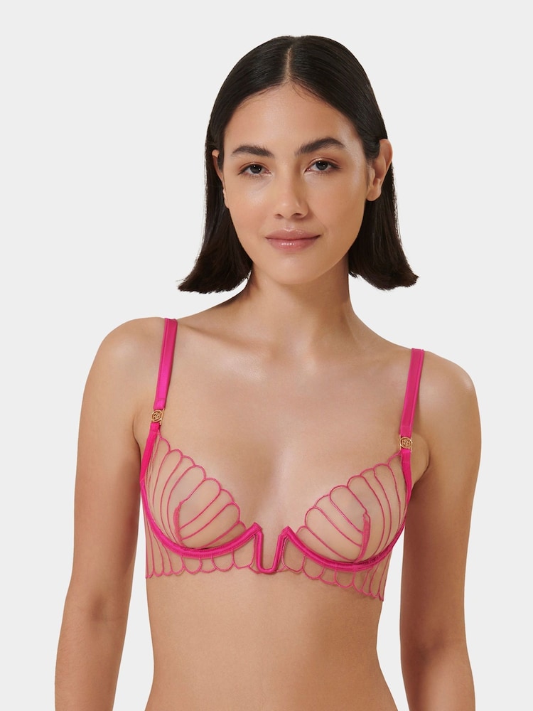 Bluebella Pink Imogen Plunge U-Wire Underwired Mesh Bra - Image 1 of 4