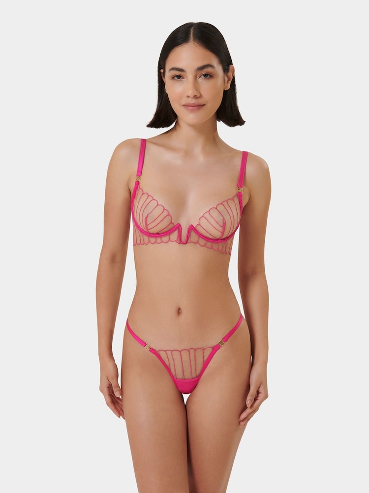 Bluebella Pink Imogen Plunge U-Wire Underwired Mesh Bra - Image 2 of 4